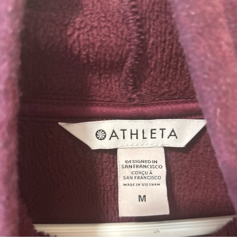 ATHLETA Cozy Karma Funnel Neck Plush Lined Sweatshirt Pullover Burgundy Size M - Picture 4 of 7